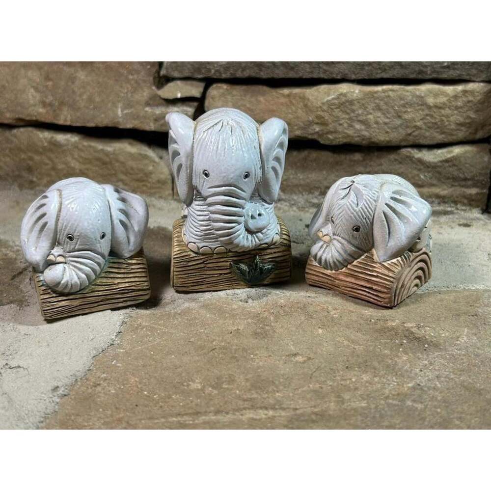 Sweet De Rosa Rinconada Ceramic Elephant Family Mom With Twins